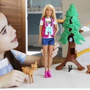 New In Box Barbie Wilderness Guide Doll and Playset, Blonde Fashion Doll